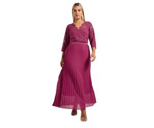 Yours London Curve Cobalt Lace Wrap Pleated Maxi Dress - Women's - Plus Size Curve