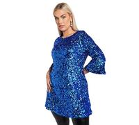 Yours London Curve Cobalt Sequin Flute Sleeve Top - Women's - Plus Size Curve