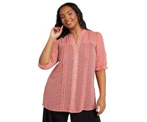 Yours London Curve Dobby Crochet Trim Blouse - Women's - Plus Size Curve