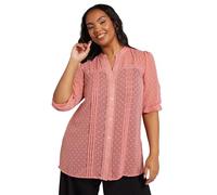 Yours London Curve Dobby Crochet Trim Blouse - Women's - Plus Size Curve Pink