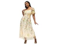 Yours London Curve Embroidered Floral Maxi Dress - Women's - Plus Size Curve Yellow