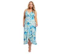 Yours London Curve Floral Print Ruffle Wrap Dress - Women's - Plus Size Curve Blue