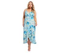 Yours London Curve Floral Print Ruffle Wrap Dress - Women's - Plus Size Curve Blue