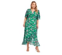 Yours London Curve Floral Print Wrap Maxi Dress - Women's - Plus Size Curve Green
