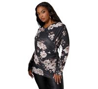 Yours London Curve Floral Print Wrap Top - Women's - Plus Size Curve Grey