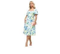 Yours London Curve Floral Square Neck Dress - Women's - Plus Size Curve White