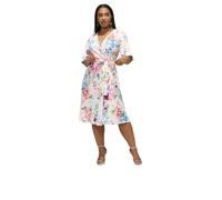 Yours London Curve Floral Wrap Skater Dress - Women's - Plus Size Curve White