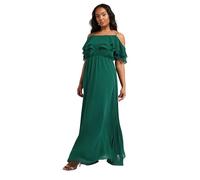 Yours London Curve Forest Green Frill Cold Shoulder Maxi Dress - Women's - Plus Size Curve
