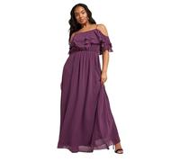 Yours London Curve Frill Cold Shoulder Maxi Dress - Women's - Plus Size Curve Purple