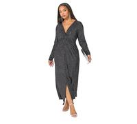 Yours London Curve Glitter Knot Front Maxi Dress - Women's - Plus Size Curve Black