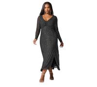 Yours London Curve Glitter Ruched Front Maxi Dress - Women's - Plus Size Curve Black