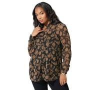 Yours London Curve & Gold Floral Chiffon Shirt - Women's - Plus Size Curve