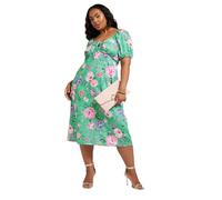 Yours London Curve Green Floral Midi Dress - Women's - Plus Size Curve