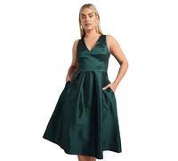 Yours London Curve Green Pleated V-Neck Midi Dress - Women's - Plus Size Curve
