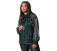 Yours London Curve Green Shimmer Bow Organza Blouse - Women's - Plus Size Curve