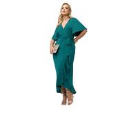 Yours London Curve Green Short Sleeve Ruffle Wrap Maxi Dress - Women's - Plus Size Curve