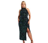 Yours London Curve Black & Green Velvet Sequin Maxi Dress - Women's - Plus Size Curve