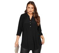 Yours London Curve Half Placket Shirt - Women's - Plus Size Curve Black