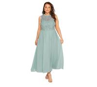 Yours London Curve Ice Blue Lace Front Chiffon Maxi Dress - Women's - Plus Size Curve