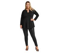 Yours London Curve Keyhole Peplum Top - Women's - Plus Size Curve Black