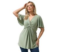 Yours London Curve Knot Detail Front Short Sleeve Top - Women's - Plus Size Curve