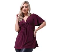Yours London Curve Knot Detail Front Short Sleeve Top - Women's - Plus Size Curve