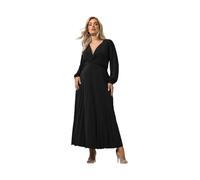Yours Women's Knot Pleated Maxi Dress in Black | Size: 22