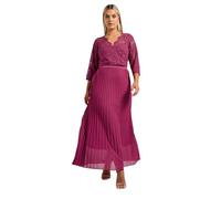 Yours London Curve Lace Wrap Pleated Maxi Dress - Women's - Plus Size Curve Pink