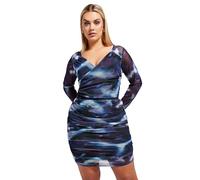 Yours London Curve Mesh Abstract Print Skirt - Women's - Plus Size Curve Purple