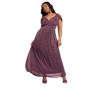 Yours London Curve Metallic Cold Shoulder Maxi Mesh Dress - Women's - Plus Size Curve Purple