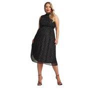 Yours London Curve Metallic Dobby Bow Back Dress - Women's - Plus Size Curve Black