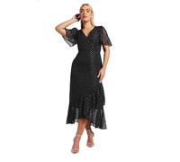 Yours London Curve Metallic Dobby Wrap Dress - Women's - Plus Size Curve
