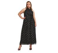 Yours London Curve Metallic Spot Print Halterneck Maxi Dress - Women's - Plus Size Curve Black