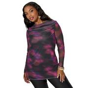 Yours London Curve Natural Blurred Mesh Cowl Neck Top - Women's - Plus Size Curve
