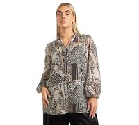 Yours London Curve Natural Scarf Print Metallic Blouse - Women's - Plus Size Curve Brown