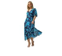 Yours London Curve Navy Blue Floral Mesh Ruffle Hem Dress - Women's - Plus Size Curve