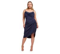 Yours London Curve Navy Cowl Neck Gathered Dress - Women's - Plus Size Curve