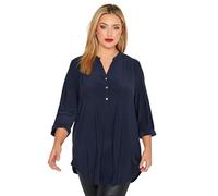 Yours London Curve Navy Half Placket Shirt - Women's - Plus Size Curve