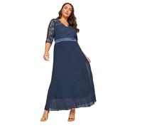 Yours London Curve Navy Lace Wrap Pleated Maxi Dress - Women's - Plus Size Curve