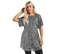 Yours London Curve Peplum Sequin Top - Women's - Plus Size Curve Silver