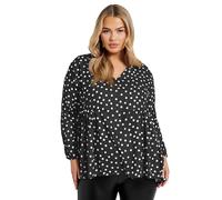 Yours London Curve Polka Dot Gathered Side Shirt - Women's - Plus Size Curve Black