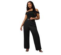 Yours London Curve Premium High Waisted Belted Wide Leg Trousers - Women's - Plus Size Curve Black