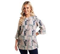 Yours London Curve Scarf Print Crochet Trim Blouse - Women's - Plus Size Curve Pink