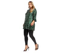 Yours London Curve Sequin Flute Sleeve Top - Women's - Plus Size Curve Green