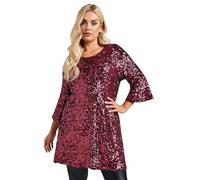 Yours London Curve Sequin Flute Sleeve Top - Women's - Plus Size Curve Red