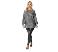 Yours London Curve Sequin Keyhole Top - Women's - Plus Size Curve Silver