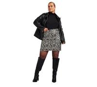 Yours London Curve Sequin Leopard Print Mini Skirt - Women's - Plus Size Curve Grey