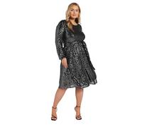 Yours London Curve Sequin Skater Midi Dress - Women's - Plus Size Curve Black
