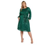 Yours London Curve Sequin Skater Midi Dress - Women's - Plus Size Curve Green