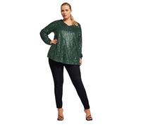 Yours London Curve Sequin V-Neck Top - Women's - Plus Size Curve Green